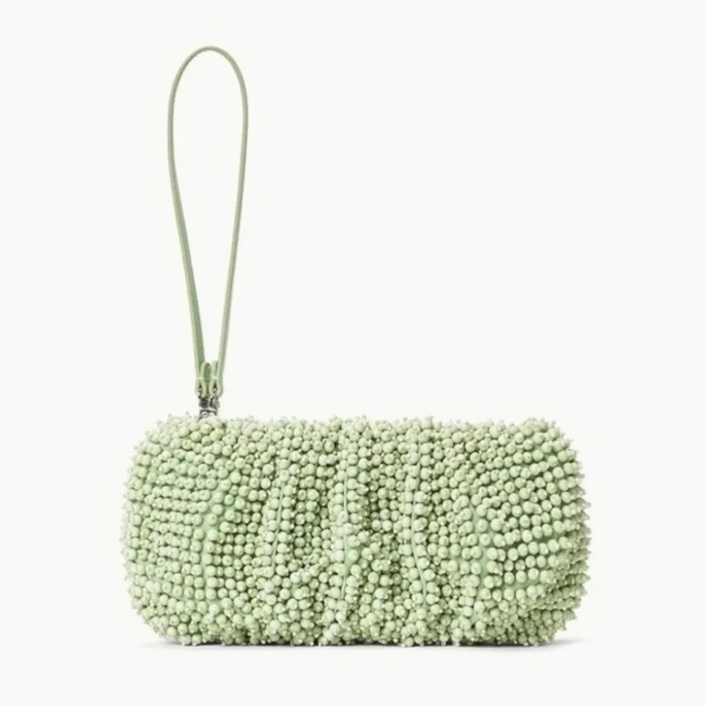 New Staud Beaded Bean Convertible Matcha Shoulder Handbag NWT - Picture 5 of 14